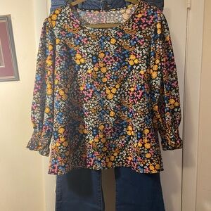 Vibrant Floral Women's Blouse